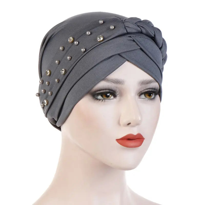 Single Braid Half Jeweled Turban